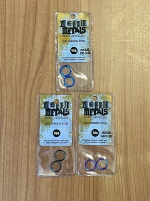 Morbid Metals Seamless Rings Lot of 3 Pairs 14G & 16G 316L Steel