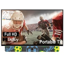27 Inch Portable Smart TV with Built-in Battery, 1080P FHD Outdoor TV for RV ...