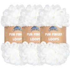 JubileeYarn Fun Finger Loops Yarn - 100g/Skein Jumbo Polyester - White - 3 Sk...