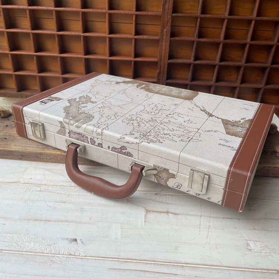 Backgammon Set In Old Map Theme Travel Case Instructions By Middleton Games - Image 4 of 4