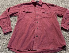 Grizzly Mountain Mens Button Down Flannel Shirt Large Red Solid Long Sleeve