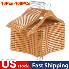 Wooden Hangers Pack of 10 20 50 100 Suit Hangers Premium Natural Finish Home