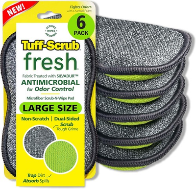 #ad Fresh Tuff Scrub Microfiber Scrub N Wipe Sponge Pads Fabric with SILVADUR Odor $30.33