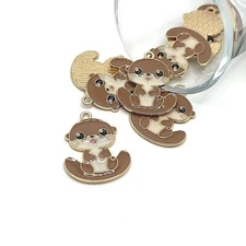 Cute Enamel Otter Charms, 28x22mm - US Seller