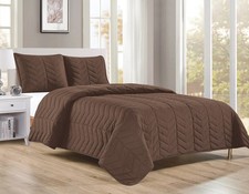 BT684-Q CHOCOLATE 3PC PREWASHED QUILT SET