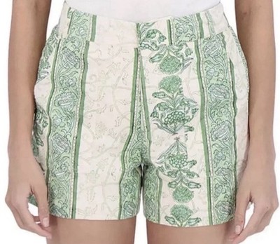 Roller Rabbit Berrino Sierra Women's Green Floral Paisley Shorts Cotton Size S