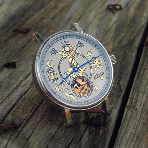 Vintage Elgin Masonic Dial Armbanduhr Umbau mit neuem Möwenwerk