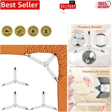 4PCS Adjustable Bed Sheet Straps - Metal Clips for Secure, Wrinkle-Free Bedding