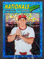 2026 Topps Heritage Baseball Jacob Young Blue Sparkle No. 279 Nationals
