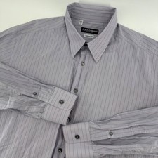Dolce & Gabbana Mens Pinstripe Shirt Tailored Fit Italy Made Lilac 17.5 44