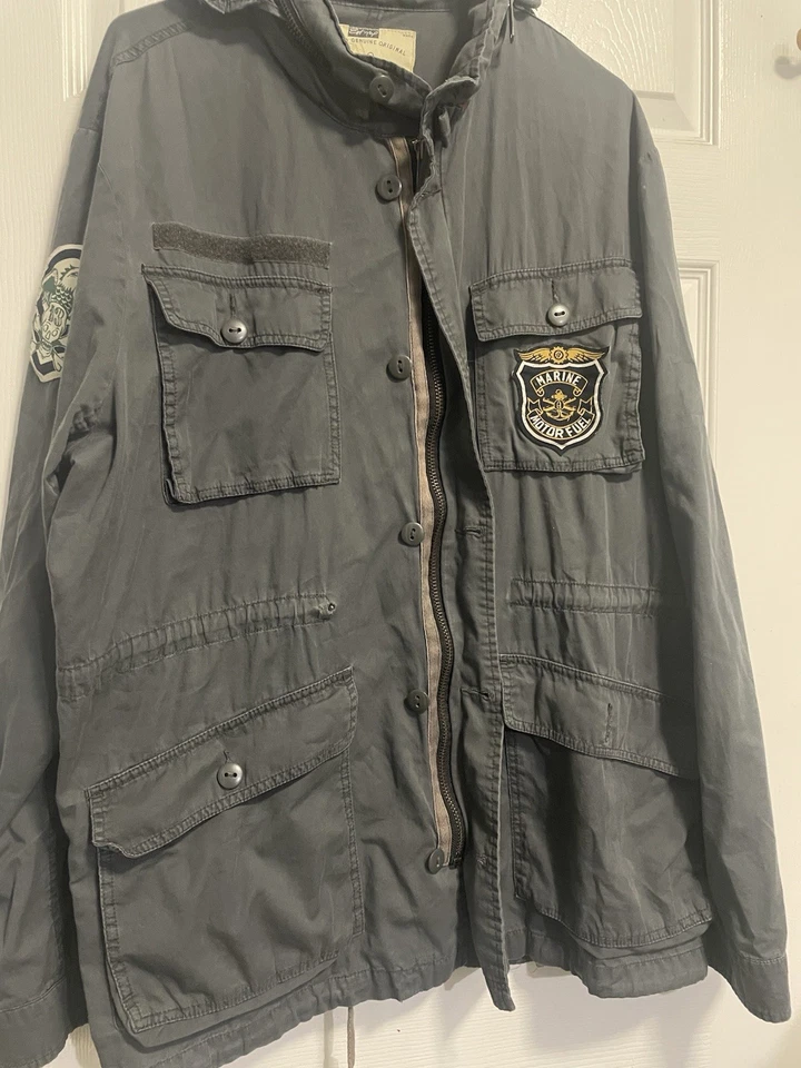 Vtg Express Military Utility Jacket Mens XL Army Cargo Patches Y2K Grunge - Image 4 of 4