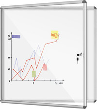 38"X38" Enclosed Bulletin Board, Lockable Weather-Resistant Aluminum Noticeboard