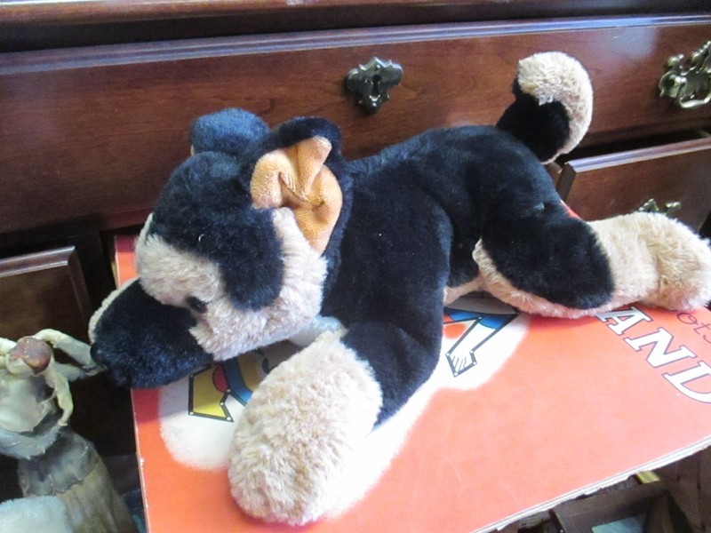 FAO Schwarz Plush German Shepherd Dog 14" Black Brown Puppy Stuffed Animal toy
