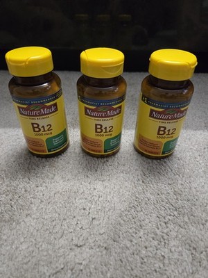 3 New Nature Made B12 1000 mcg 75 Soft Gels Brain Function Fatigue 1/2027