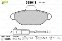 Bremsbelagsatz Scheibenbremse Valeo 598011 FüR Alfa Panda Punto 500 Fiat Classic