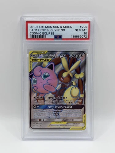 Pokemon Cosmic Eclipse Mega Lopunny & Jigglypuff GX 225/236 PSA 10 Full Art 2019