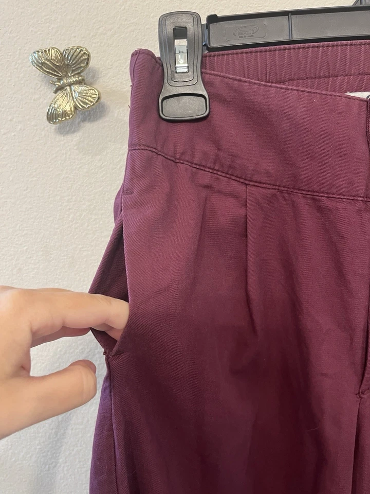 Pantalones Hollister para mujer talla grande borgoña pierna ancha tiro alto Foto 2 de 4