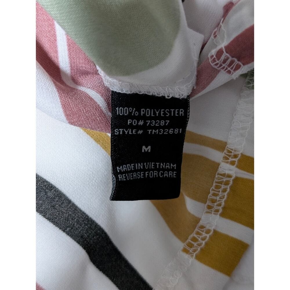 Timing Multicolor Striped Button Down Blouse Tie … - image 6