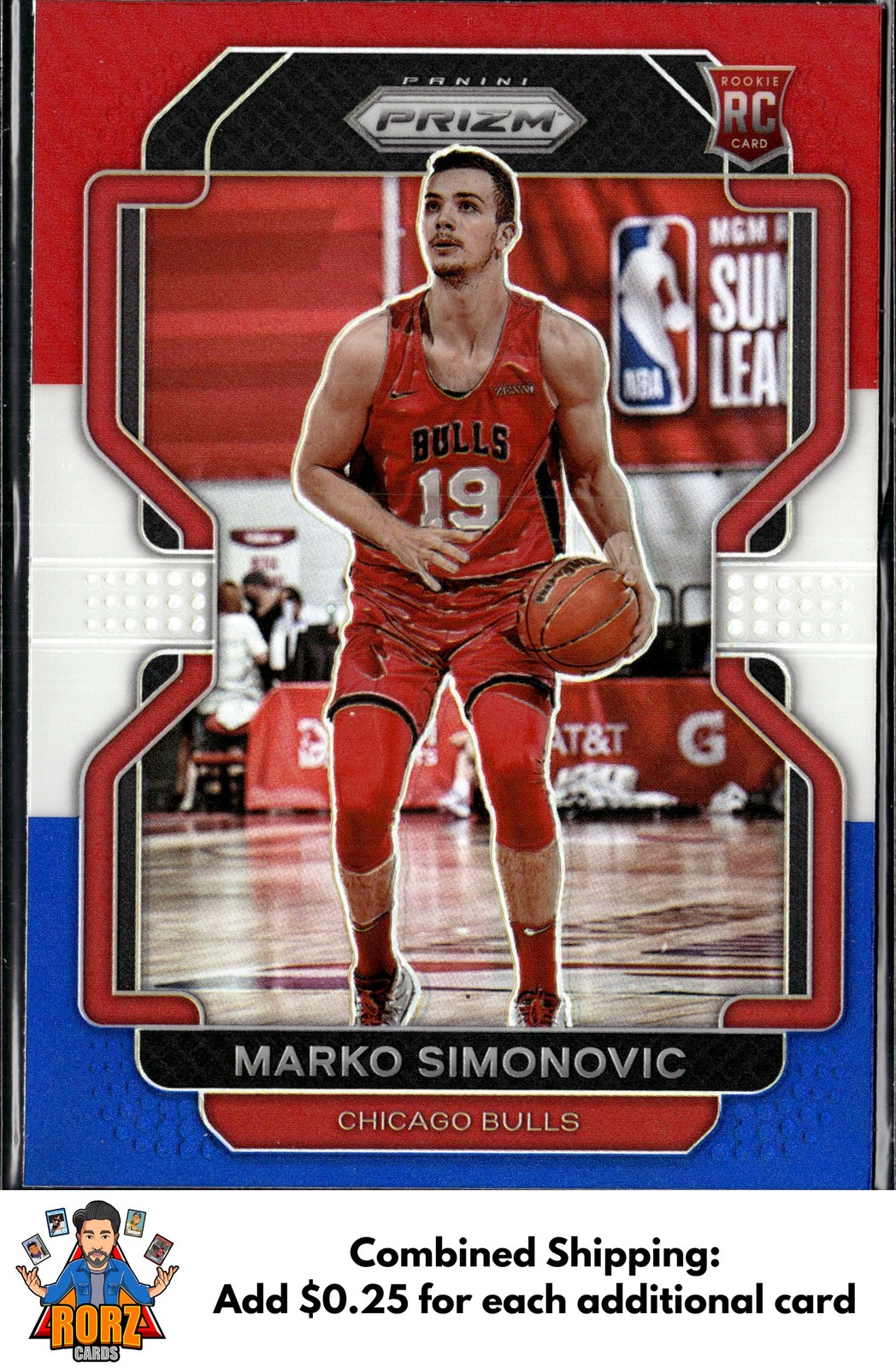 2021-22 Panini Prizm #166 Marko Simonovic Red White and Blue RC Chicago Bulls