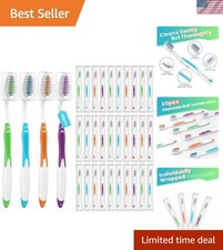 Bulk Toothbrushes Pack 30 with Covers Individually Wrapped Travel Kids Adults