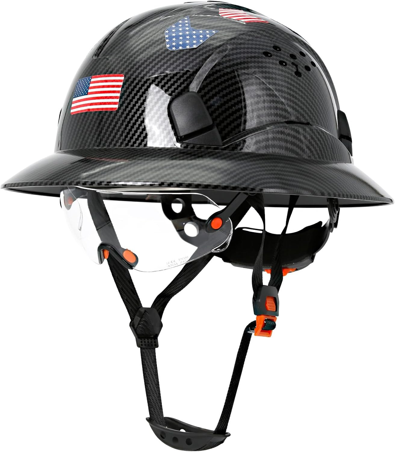 Carbon Fiber Pattern Full Brim Hard Hat with Visor-Osha Approved Construction