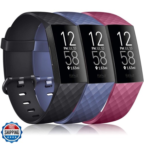 PACK 3 Silicone Bands for Fitbit Charge 4 / Fitbit Charge 3 / Charge 3 ...