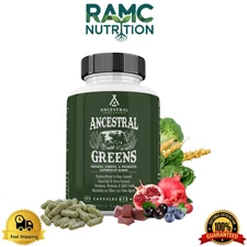 Ancestral Supplements Greens Powder Capsules, Non GMO, 612mg Each, 180 Count