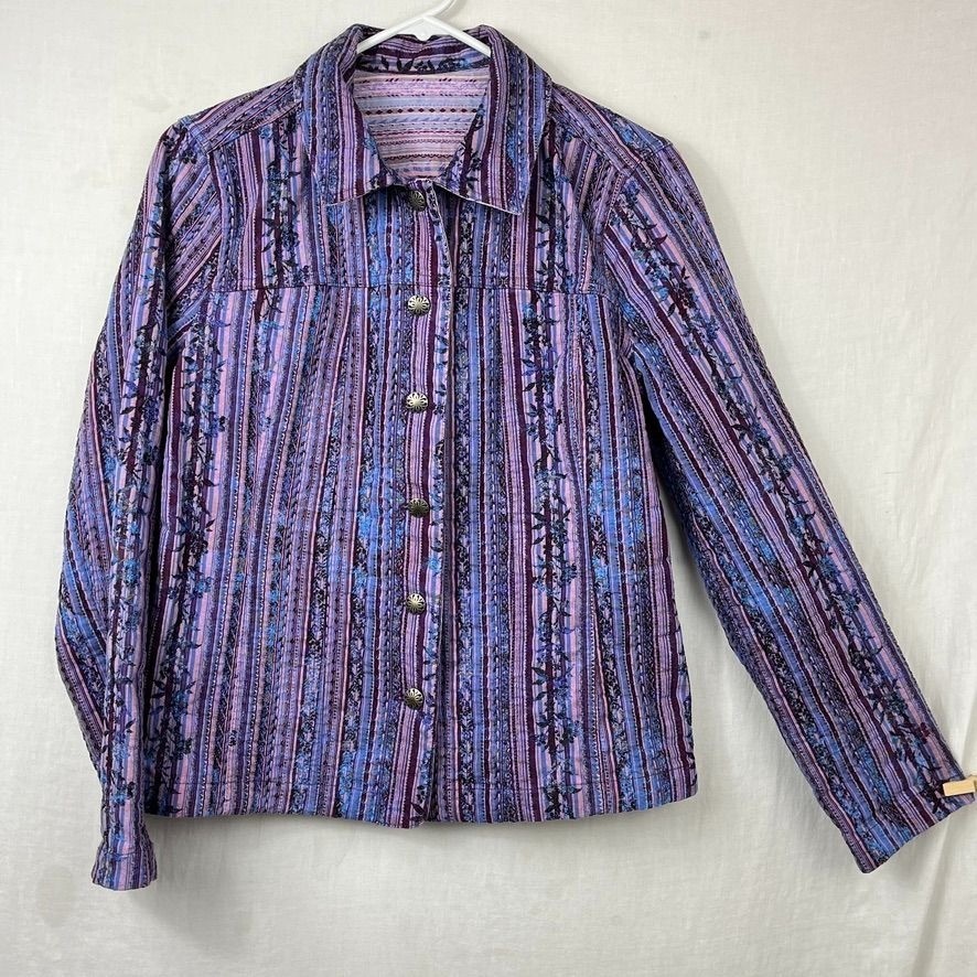 Reversible Embroidered Button Front Jacket Womens… - image 2