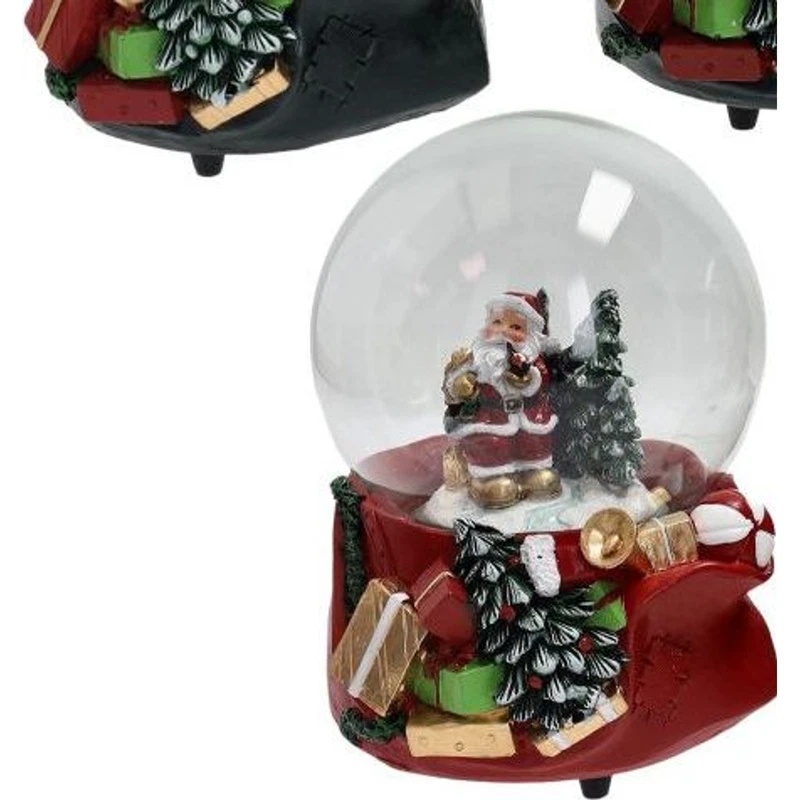 Palla di Neve Carillon Natale BRANDANI Babbo Natale Resina Vetro Decorazione, fotografia 4 di 9