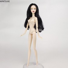 Black Wavy Hair Blue Eyes 12" 1/6 BJD Doll Nude Naked Body  Head Jointed Body