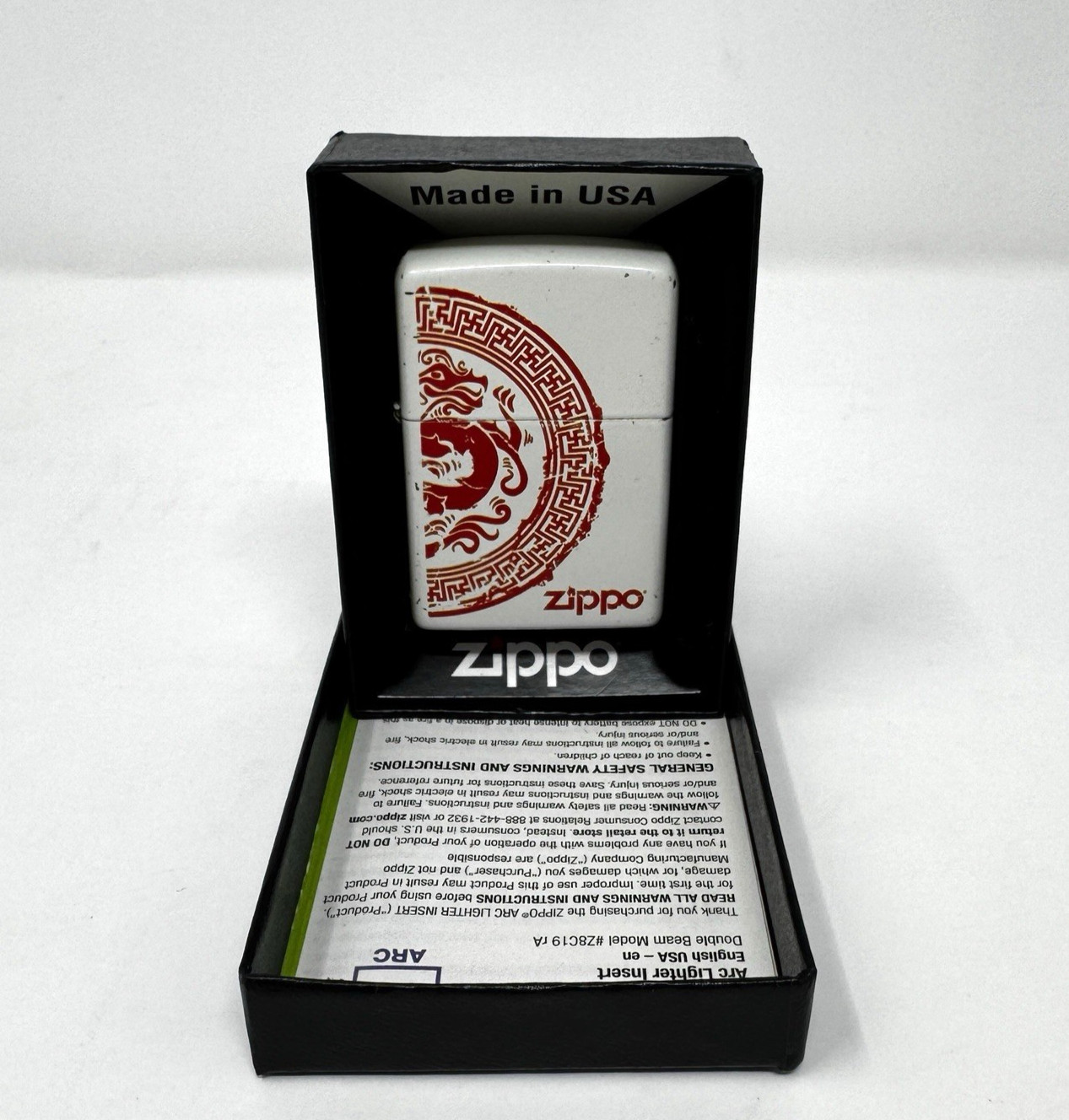 Zippo Dragon Stamp White Matte 28855