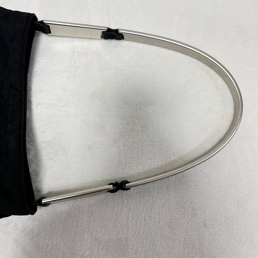 PRADA Leather Nylon Tote Bag Black Metal Handle Authentic Women's Fashion thumbnail 11