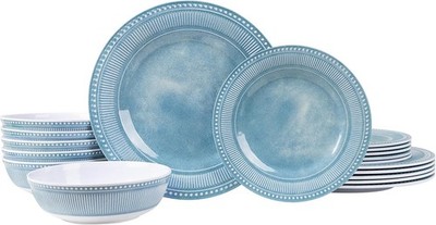 AELS Melamine Dinnerware Set of 18 Pcs, Dinner Dishes Set for Indoor and Outdoor