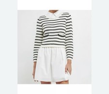 ENGLISH FACTORY Women's Knit Stripe Mixed Media Dress Size L