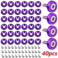 40x JDM Billet Aluminum Fender Bumper Washer Bolt Engine Bay Dress Up Kit Purple