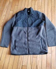 NWOT Kids Boys Girls Old Navy Sherpa Fleece Zip Up Jacket Black Gray XXL 18