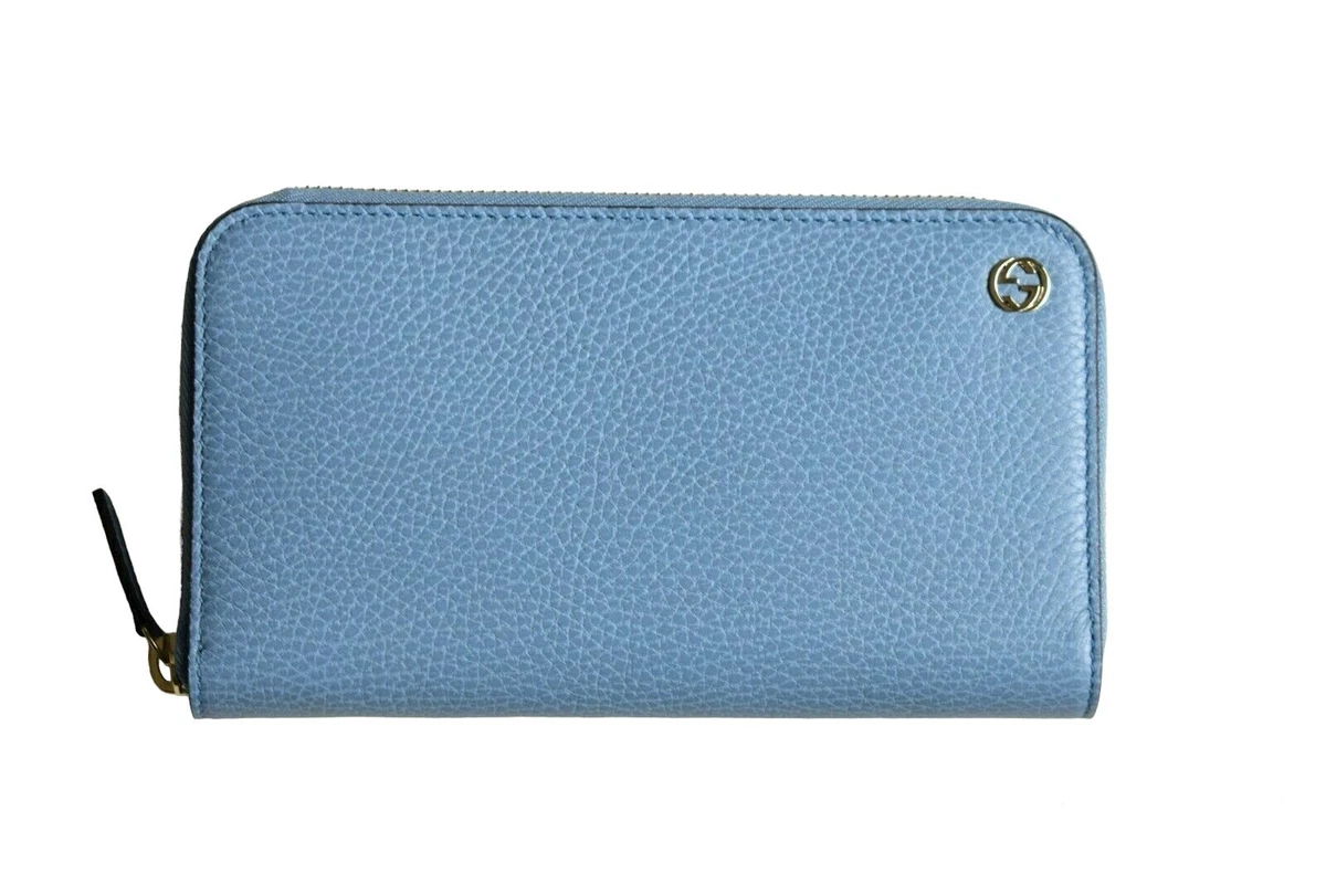 GUCCI Ladies wallet purse original leather light blue 449347 2067