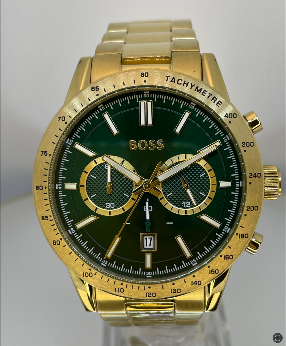 2025 Brand New BOSS Men's Allure Green Dial Gold Stainless