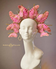 Aimee Fuller Butterfly Hat Pink Gold Kentucky Derby Fascinator Headpiece Del Mar