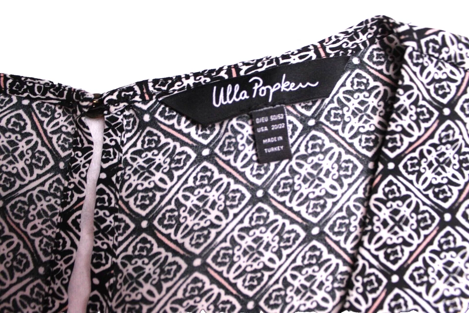BLUSA TÚNICA ULLA POPKEN Damas Talla 3X Negro Blanco Beige Estampado Manga Corta Foto 3 de 4