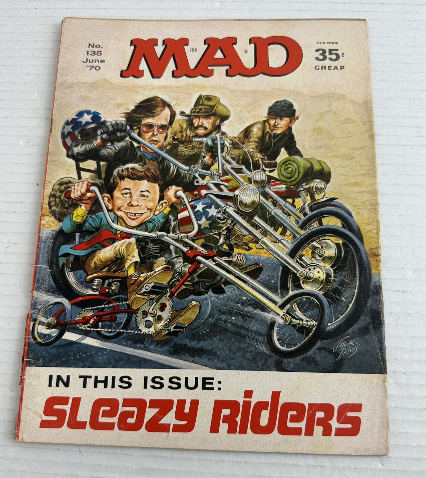 Mad Magazine Issue June 1970 #135 Sleazy Riders Issue Jack Davis Cover Art *Wear