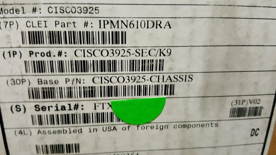 NEW- CISCO3925-SEC/K9 3925 Security Bundle - Open Box - Image 3 of 4