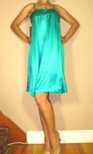 See by Chloe Anthro Y2K Silk Emerald Green Mini Cocktail Slip Dress 42 44 4 6 8