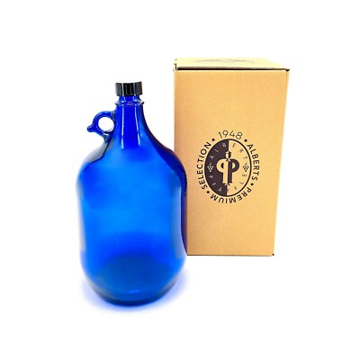 Glasballon 5l blau mit Schraubverschluss, Glasgallone 5l aus Blauglas