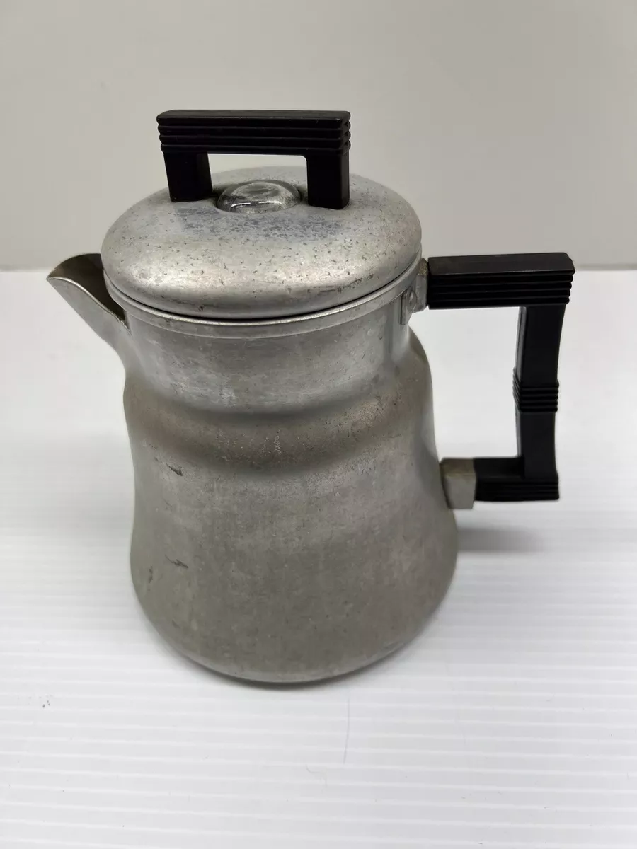 Vintage Large Aluminum Coffee Pot 1 Liter Tea Pot Silver Percolator Metal Coffee  Maker Aluminum Camping Percolator Camping Spplies 