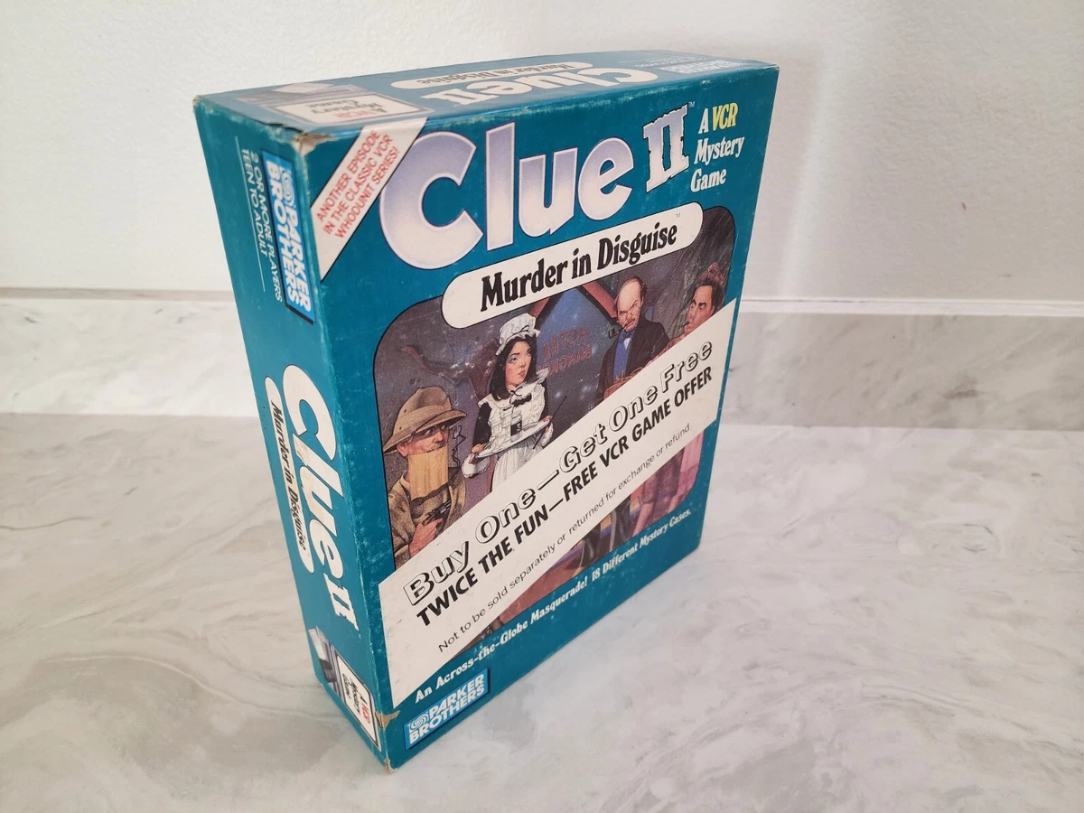 CLUE II (2) MURDER IN DISGUISE VCR VHS BOARD GAME 1987 PARKER BROTHERS