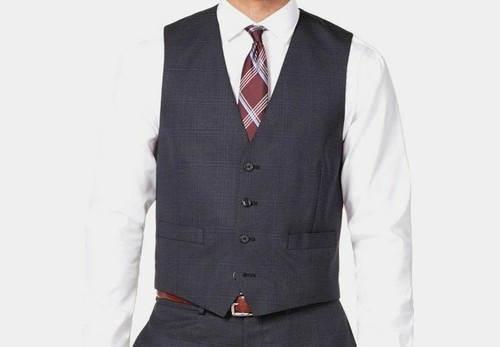 $175 Calvin Klein Men's Gray Plaid Slim 