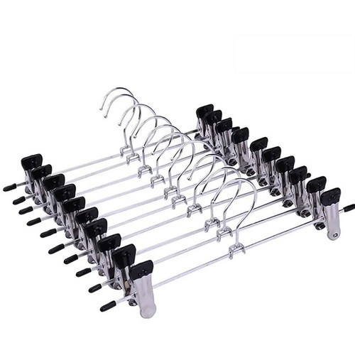 10 PCS Strong Metal Clips Hangers Chrome Clothes