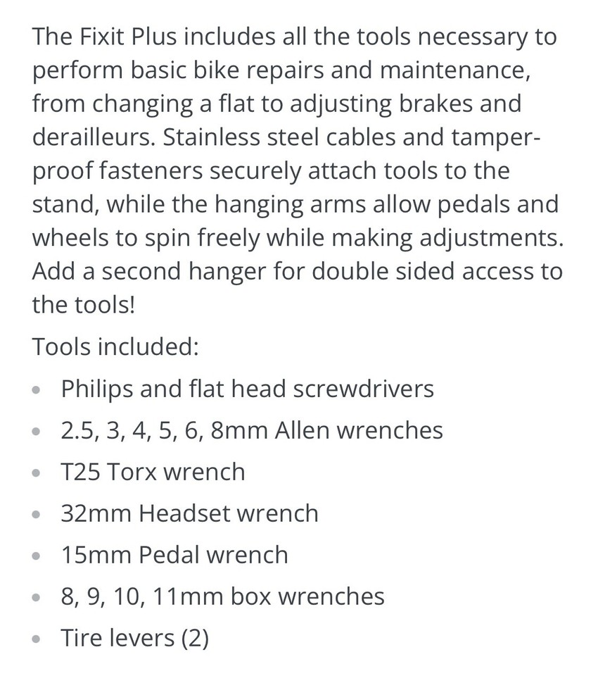 DERO Fixit Plus Bike Repair Station with Pump & Tools Park Tool Cycling