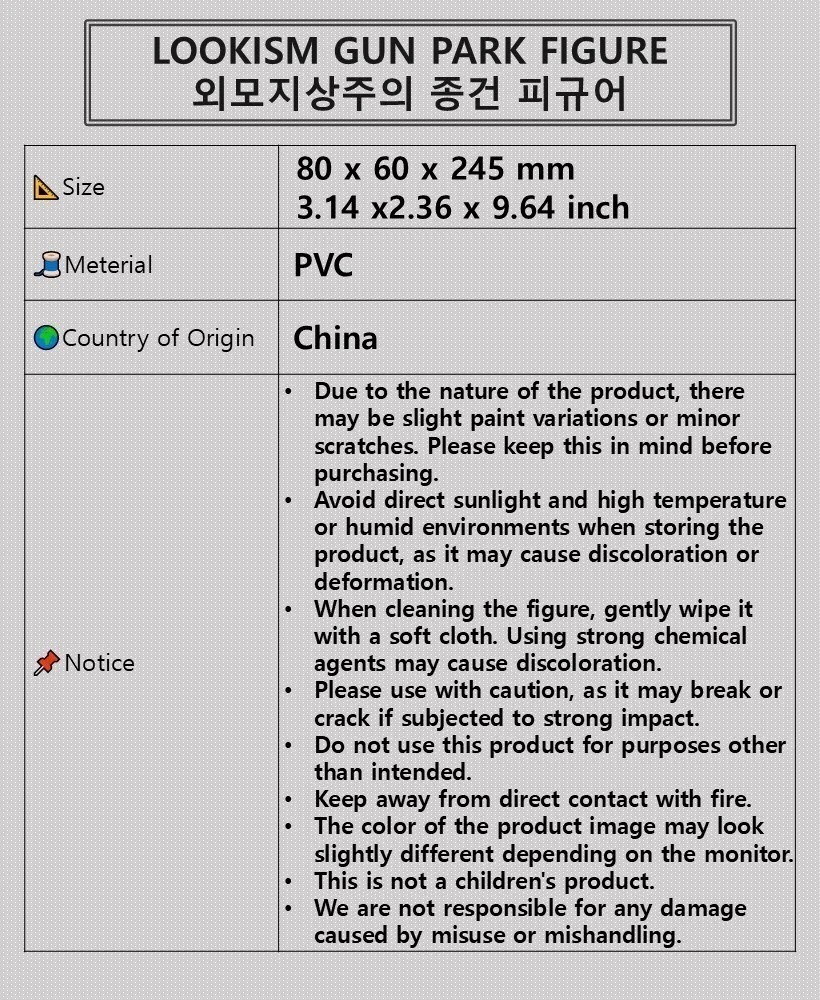 LOOKISM OFFICIAL MD GOODS COLLECTIBLE FIGURE [GUN PARK/종건] 25cm/9.84inch SEALED